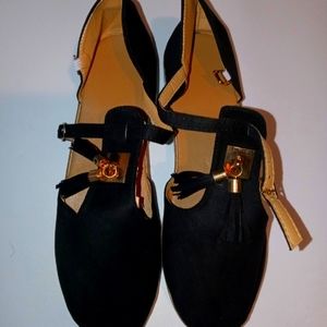 Espadrille Sandals - Black Strap Up - Size 10.5
